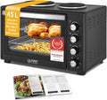 TZS First Austria, Backofen, 3200 W, 45 L, Grau, Mini mit Kochplatten - Mini Pizzaofen mit Herdplatten bis