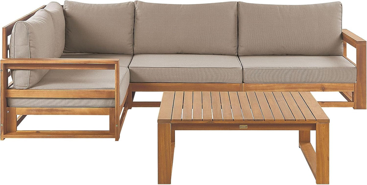Beliani, Unterhaltungssets, Hellbraun, Lounge Set rechtsseitig zertifiziertes Akazienholz Timor II