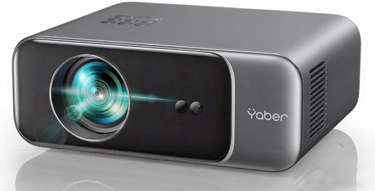 YABER, Beamer, Grau, [Autofokus / Trapezkorrektur], Full HD 1080P WiFi6 Bluetooth Heimkino 4K Video, Tragbare Projektor LED 300' Display