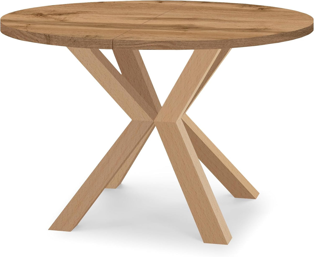 Dekori Möbel, Esstisch, 220 cm, 160 cm, Eiche, Runder Ausziehbarer Tisch für Esszimmer RAL mit Holzbeinen, Skandinavischer Stil