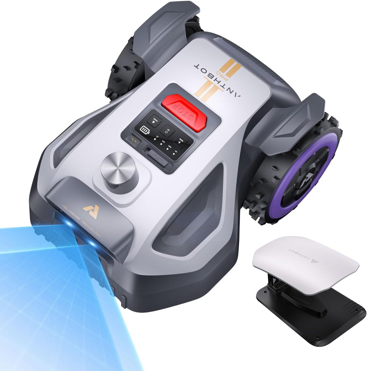 ANTHBOT, Mähroboter, 700 m, Grau/Blau, M5 Pro ohne Begrenzungskabel, bis zu ², mit Garage