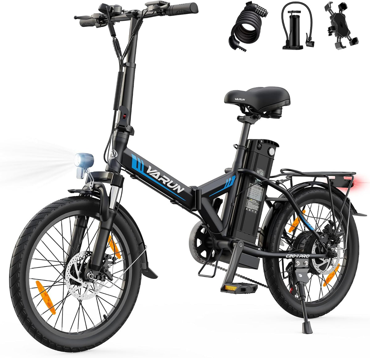 VARUN, E-Bike, 20 Zoll, 48 V, 13AH, Grau/Schwarz, Klapprad mit Akku, Max 100km Reichweite