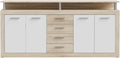 Forte, Sideboard, 197,5 x 94,4 x 36,3 cm, Eiche/Weiss, Cava Kommode mit 4 Türen, 4 Schubladen und Aufsatz, Holzwerkstoff