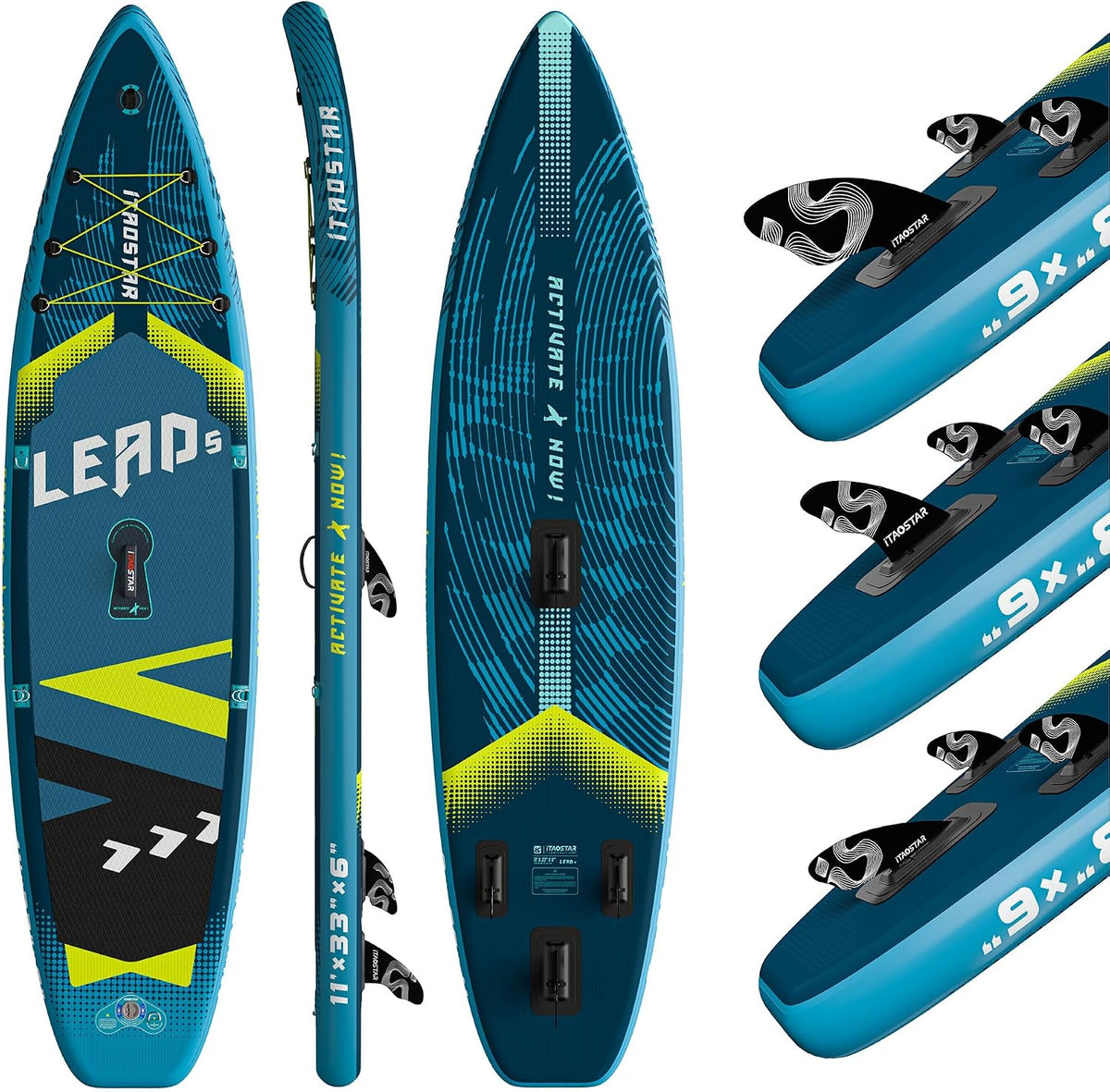iTAOSTAR, SUP-Board, 335 cm, 365 cm, 83 cm, 88 cm, Blau/Türkis, Lead x / × Aufblasbares Stand-Up-Paddle-Board - Premium