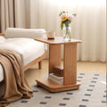 YESWOOD, Beistelltisch, 45x35x50 cm, Weiss/Beige, Gummibaumholz mit Rollen