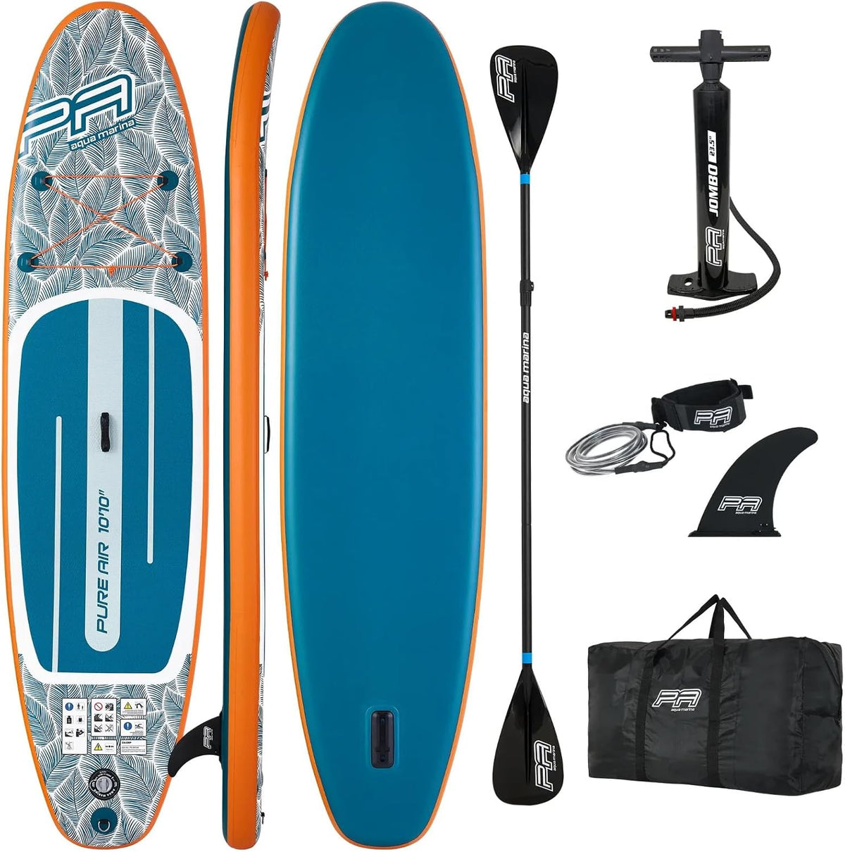 Aqua Marina, SUP-Board, 366x84x15 cm, Blau/Grau, Pure Air Coast SUP Board Aufblasbares Stand Up Paddle Set (