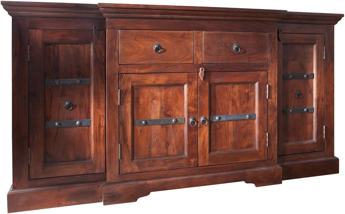 MASSIVMOEBEL24.DE, Buffetschrank, Dunkelbraun/Hellbraun