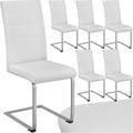 tectake, Esszimmerstühle, Weiss, Freischwinger Schwingstuhl, Stuhl 6er Set, Moderne oder Küchenstühle mit strapazierfähigem Kunstleder