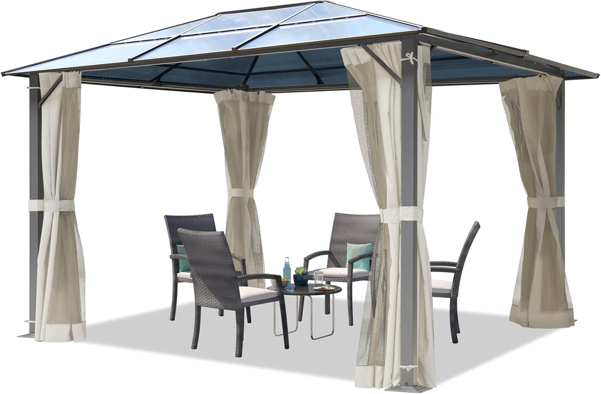TOOLPORT, Pavillon, 65 m, 6 mm, Anthrazit, Garten 3x3, Hardtop Polycarbonat Dach ca. - crème