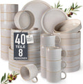 Moritz & Moritz, Kombiservice, Beige, Steingut Geschirrset 8 Personen - Teller Set aus Steingut, Dessertteller