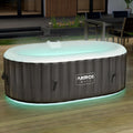 Arebos, Aufblasbare Pools, 190 x 120 cm, 550 Liter, Grau, Whirlpool mit LED, 2 Personen, Oval