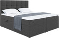 MEBLINI, Boxspringbett, Dunkelgrau, mit Bettkasten - 180x200 - Gepolstert Doppelbett mit