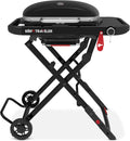 Weber, Gasgrill, 52 x 36 cm, Schwarz, Traveler Compact / Klappbarer und tragbarer mit Rädern, automatischer Deckelverriegelung und integriertem