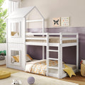 RIAZOS, Matratze, 90x200 cm, Weiss, Kinderbett, Etagenbett für 2 Kinder, Hochbett mit Rausfallschutz, Baumhaus Stockbett für Jungen und Mädchen