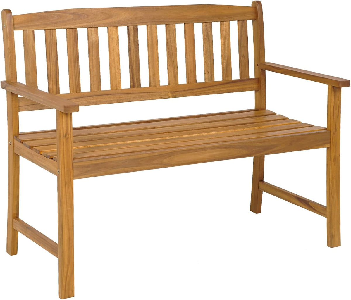 COSTWAY, Sitzbank, Braun/Weiss, Gartenbank Holz, Holzbank wetterfest, 2-Sitzer