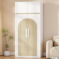 Hzuaneri, Kleiderschrank, 50×80×180 cm, Weiss, Dreitürig, mit Naturholzoptik