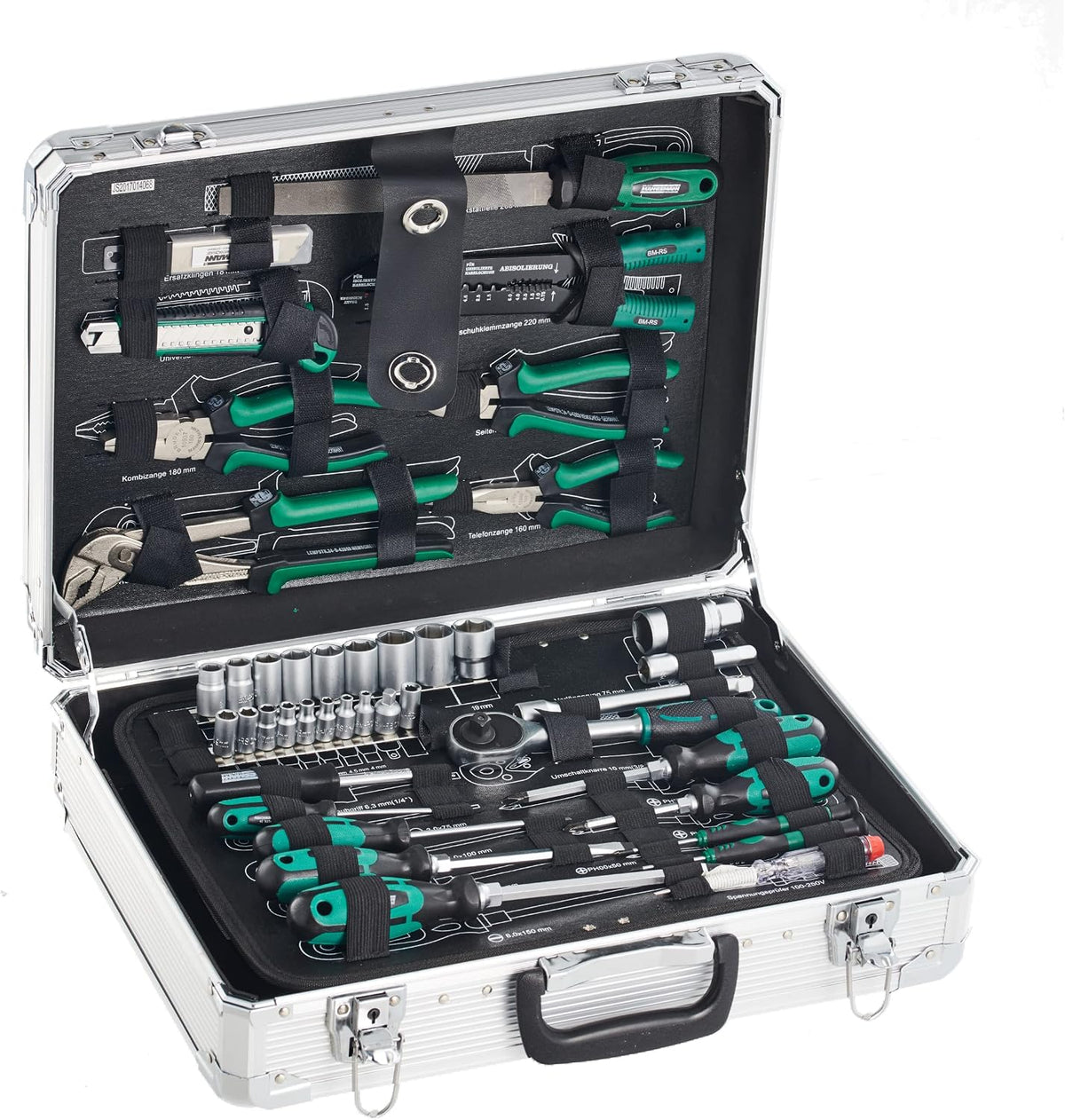 Mannesmann, Werkzeug-Sets, Chrom, Brüder Werkzeugkoffer, 108-teilig, aus Aluminium - Werkzeugsatz mit Schraubendrehern