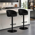 STOOLINK, Barhocker, Schwarz, 2er Set Höhenverstellbar aus Milch-samtstoff