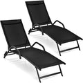 COSTWAY, Liegen, Schwarz, 2er Set Sonnenliege wetterfest, Gartenliege mit Armlehnen