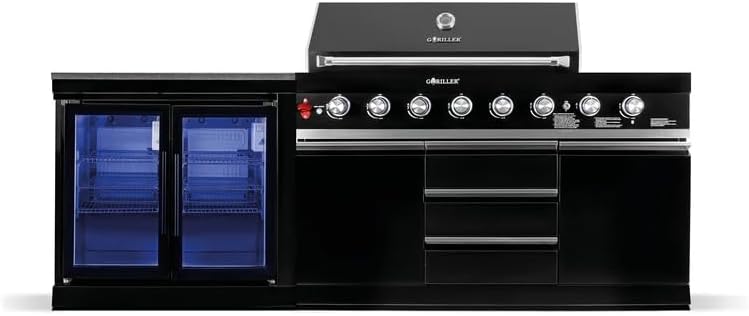 GORILLER, Gasgrill, Schwarz, ® BLACKBACK S2 Outdoor-Küche, XXL- mit Doppel-Kühlschrank, Edelstahl