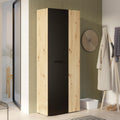 Kleiderschrank, Forte, 181,1 cm, 68,7 cm, 36,5 cm, Schwarz, NET106 Schrank 70 180, Mehrzweckschrank, Staubsaugerschrank