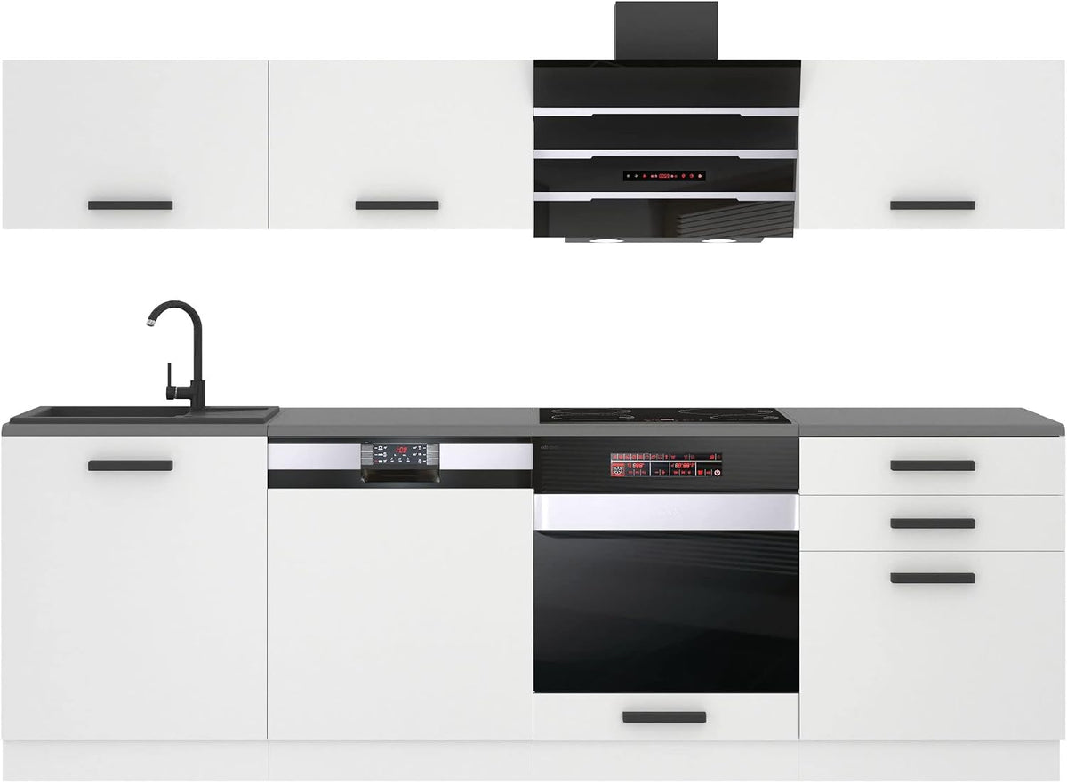 B BELINI GROUP, Küchenzeile, 240 cm, Weiss, Linda, mit Arbeitsplatten, matt