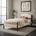 ML DESIGN modern living, Bettrahmen, 90x200 cm, Beige, ML- Polsterbett, Einzelbett mit stabilem Bettgestell, mit gepolstertes Kopfteil & Lattenrost