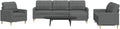 Sofa, Ccslina, Stoff (100 % Polyester), Metall, Dunkelgrau, 4-TLG. Polstergarnitur mit Fusshocker Stoff, Eck Couch mit Schlaffunktion