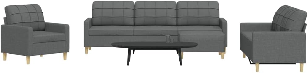 Sofa, Ccslina, Stoff (100 % Polyester), Metall, Dunkelgrau, 4-TLG. Polstergarnitur mit Fusshocker Stoff, Eck Couch mit Schlaffunktion
