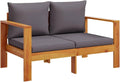 Sofa, vidaXL, Akazien-Massivholz, mit Öl behandelt, Creme, Garten mit Kissen 2-Sitzer Massivholz Akazie