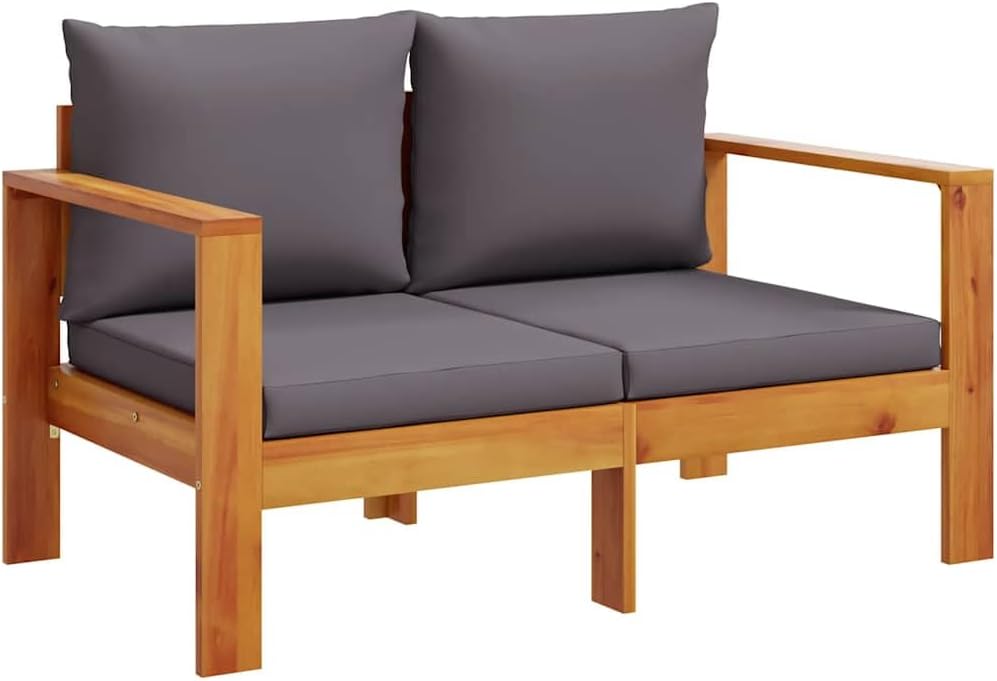 Sofa, vidaXL, Akazien-Massivholz, mit Öl behandelt, Creme, Garten mit Kissen 2-Sitzer Massivholz Akazie