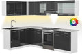 Vicco, Küchenzeile, 167 x 60 cm, Die Winkelküche besteht aus pflegeleichter Spanplatte 16 mm, mit einer Melaminharzbeschichtung, Anthrazit