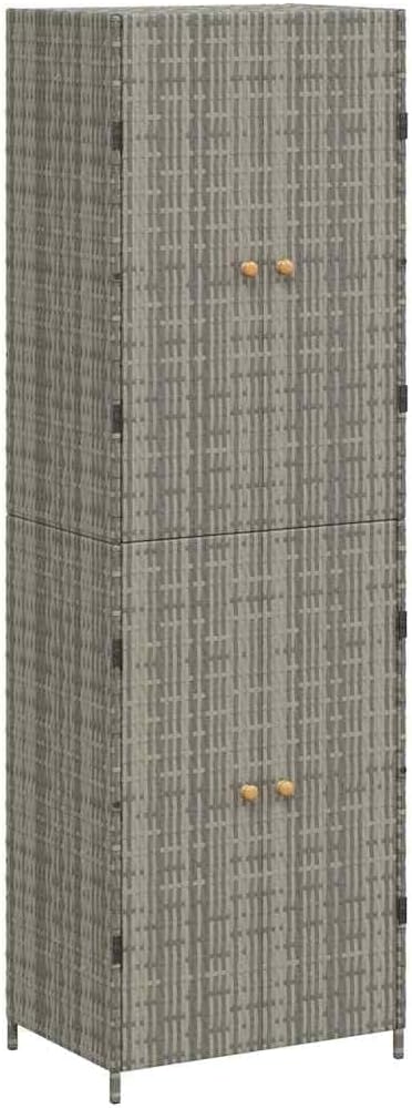 vidaXL, Schränke, 59x40x180 cm, PE-Rattan, pulverbeschichteter Stahl, massives Akazienholz, Grau