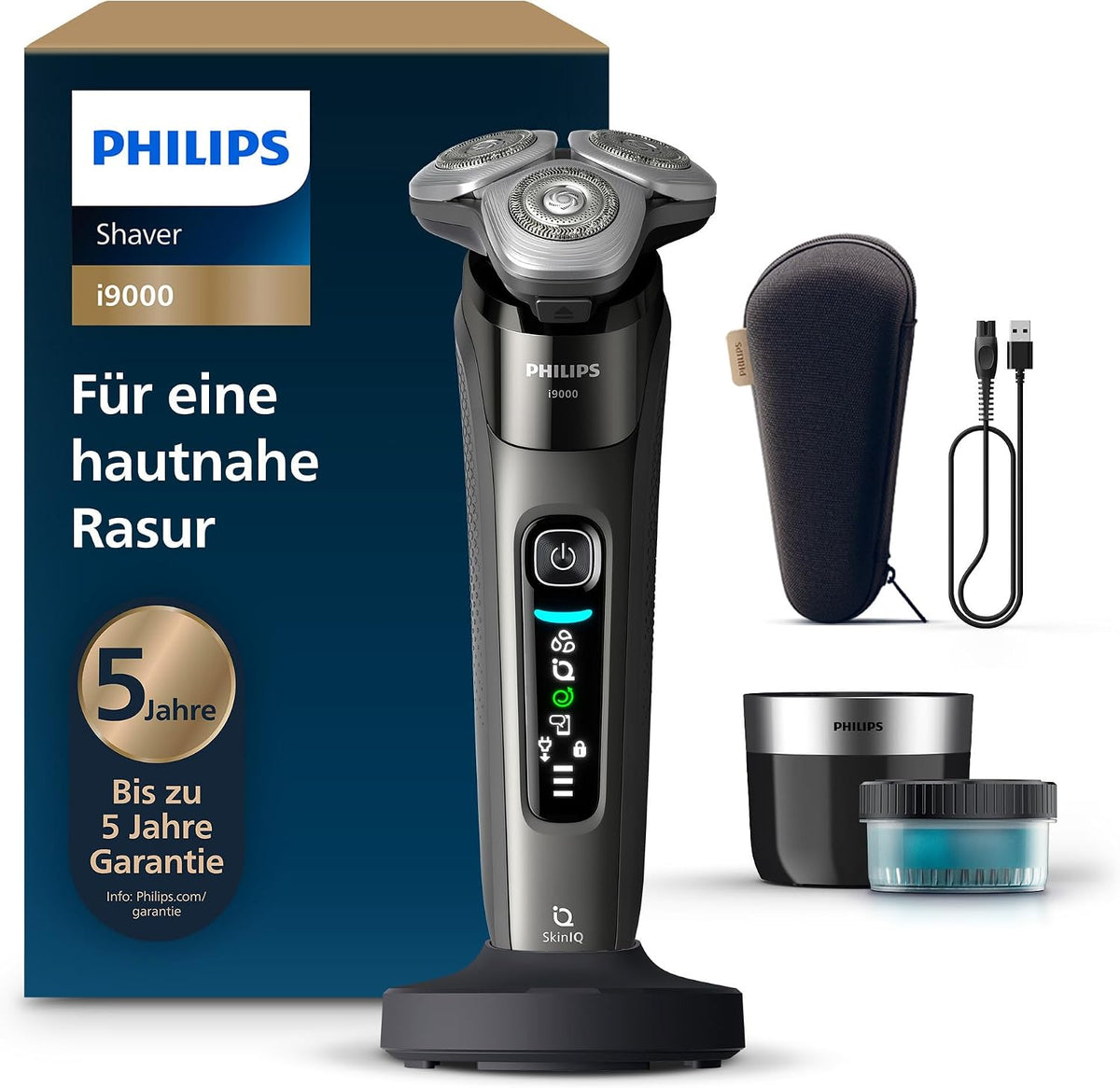 PHILIPS, Elektrorasierer, Dunkelgrau, Rasierer i9000, Elektrischer Nass-und Trockenrasierer für Herren mit, Reinigungsstaion