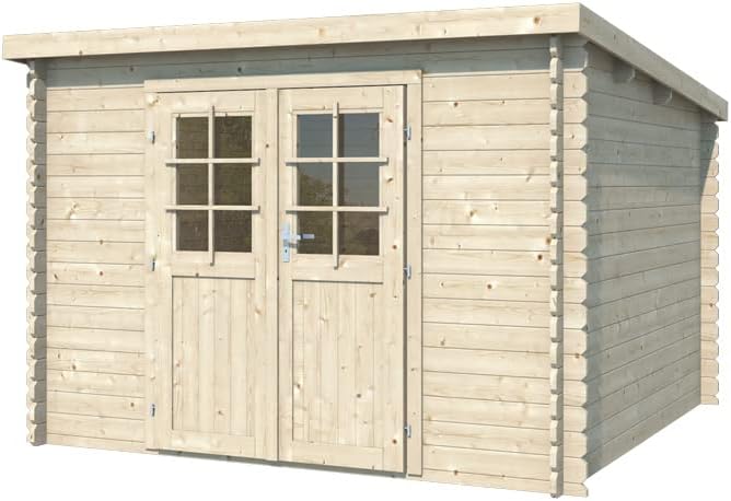 Gerätehaus, woodtex, Grau, Holz Gartenhaus Blockbohlenhaus CA2974