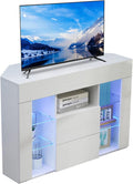 Dripex, Sideboard, 100x68x40 cm, 50 Zoll, Weiss, TV Eckschrank mit LED Beleuchtung, Hochglanz Lowboard für Wohnzimmer
