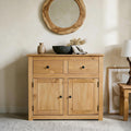 CARO-Möbel, Sideboard, Schwarz, Kommode Cancun im Landhaus Stil aus Kiefer massiv, Moderne Anrichte mit 2 Schubladen und Türen