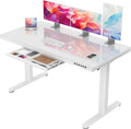 Homall, Schreibtisch, 140 x 70 cm, Weiss/Grau, Glas Höhenverstellbarer
