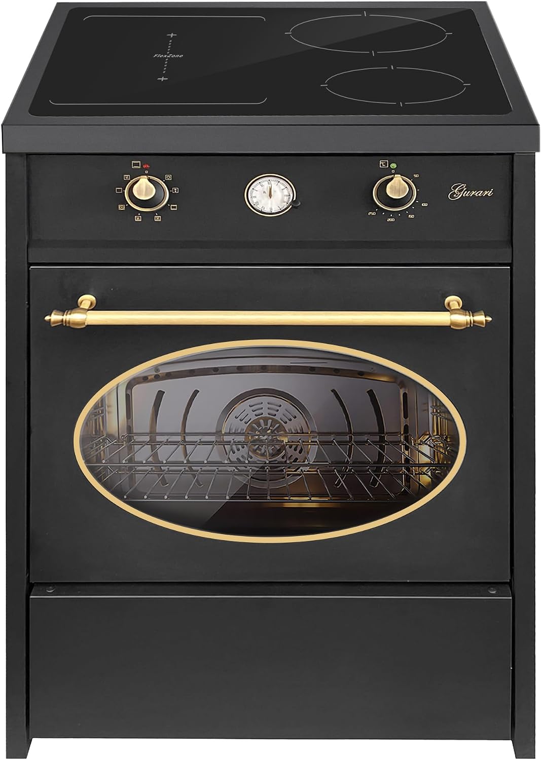 Gurari, Backofen, 60 cm, Grau/Schwarz, Induktionsherd mit GCH E 612 BL r + Grillplatte aus