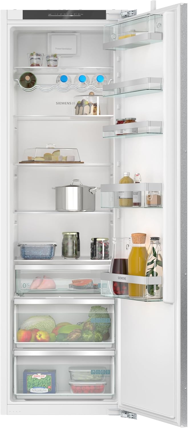 Siemens, Kühlschrank, 177,5 x 56 cm, 310 L, Grau/Weiss, KI81RADD0, iQ500, Einbau-, Nische, Made in Germany, bottleRack für Flaschen