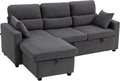 Sofa, HOMCOM, Dunkelgrau, Eck mit Schlaffunktion Schlaf mit Bettkasten