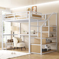 Merax, Matratze, 140 x 200 cm, Weiss, Hochbett aus Metall, multifunktional, Hochbett mit Schreibtisch und Stautreppe