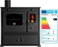 Prometey, Kaminofen, 7 kW, Schwarz, EEK A+ mit Backfach und Herdplatte Perfect Eco Rechts