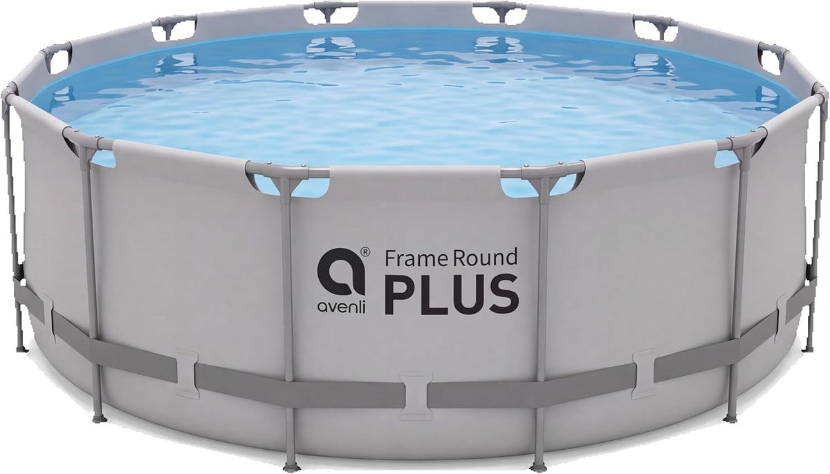 AVENLI, Stahlrahmenpool, 366x122 cm, 10.756 L, Grau, Frame Plus Pool ohne Zubehör, rund, Aufstellpool Framepool Gartenpool Schwimmbecken Swimmingpool
