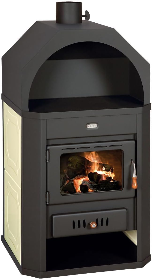 CasaNovae24, Kaminofen, 17 kW, Grau/Schwarz, Prity W17 Holzofen, freistehend Holzofen, hohe Leistung, CE-zertifiziert