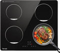 TOPWISH, Kochfeld, 7200 W, 60 cm, Schwarz/Grau, Induktions, Induktions 4 platten eiubau