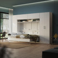 Wohnwand, SMARTBett, 140x200 cm, Weiss, Schlafzimmer 5-TLG. Set inkl. SCHRANKBETT Querbett + 4