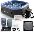 Juskys, Badewannen mit Sprudelfunktion, 3000 W, Grau/Blau, ® Whirlpool SpaLuxe, Aufblasbar, Outdoor & Winterfest