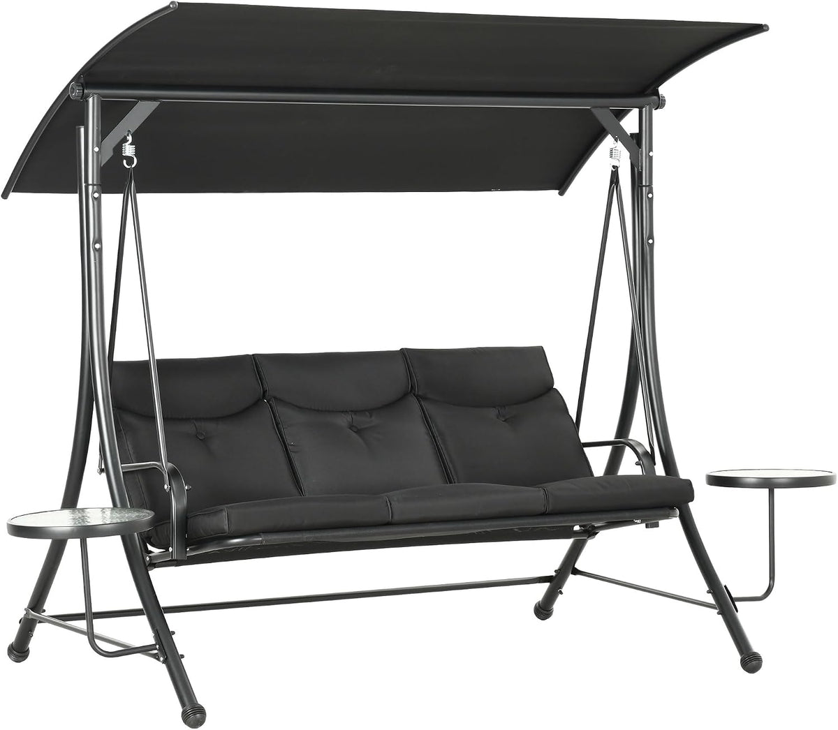 Sofa, Outsunny, 278x135x177 cm, Schwarz, Hollywoodschaukel mit Couchtische 3-Sitzer