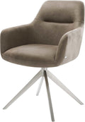 DELIFE, Esszimmerstuhl, Taupe/Silber, Pejo-Flex Kreuzgestell breit Edelstahl